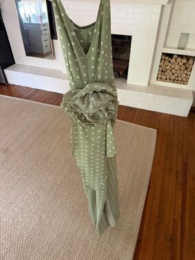 PrettyLittleThing Sage Green Polka Dot Maxi Dress